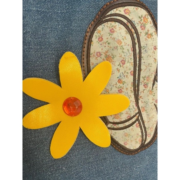 Walt Disney World Mickey Mouse Denim Embroidery Flowers Button Large Tote Purse - Picture 5 of 10